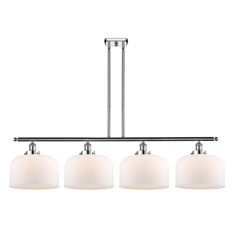 Innovations Bell 48in 4-Light Island Light | Industrial Polished Chrome and Matte White Frosted Glass | Kitchen Island & | Model 916-4I-PC-G71-L-LED