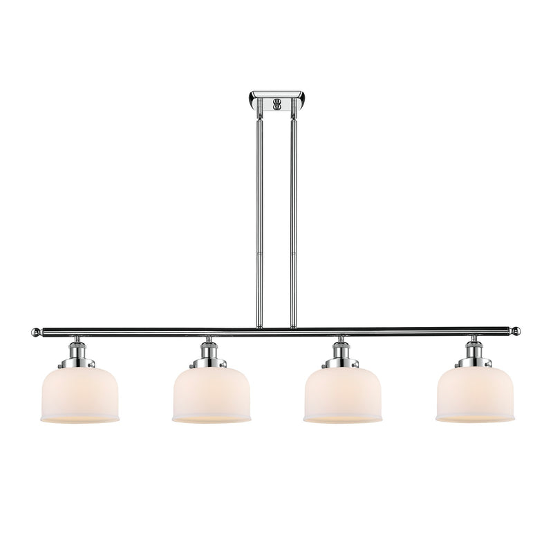 Innovations Bell 48in 4-Light Island Light | Industrial Polished Chrome and Matte White Frosted Glass | Kitchen Island & Dining | Model 916-4I-PC-G71-LED