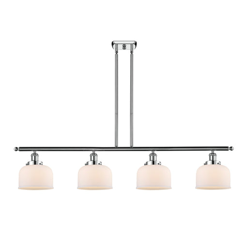 Innovations Bell 48in 4-Light Island Light | Industrial Polished Chrome and Matte White Frosted Glass | Kitchen Island & Dining | Model 916-4I-PC-G71-LED
