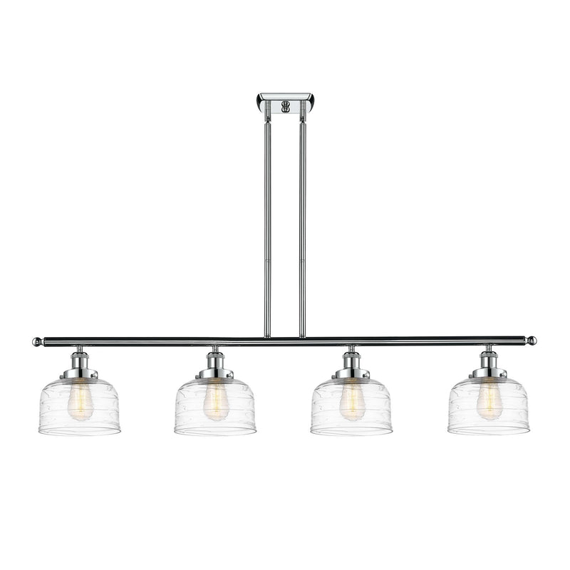 Innovations Bell 48in 4-Light Island Light | Industrial Polished Chrome Steel and Clear Deco Swirl Glass | Kitchen Island & | Model 916-4I-PC-G713-LED