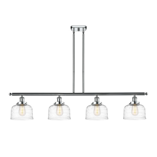 Innovations Bell 48in 4-Light Island Light | Industrial Polished Chrome Steel and Clear Deco Swirl Glass | Kitchen Island & | Model 916-4I-PC-G713-LED