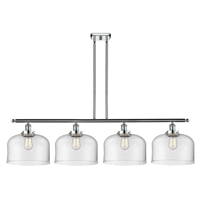 Innovations Bell 48in 4-Light Island Light | Industrial Polished Chrome Steel and Clear Glass | Kitchen Island & Dining Room | Model 916-4I-PC-G72-L