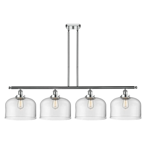 Innovations Bell 48in 4-Light Island Light | Industrial Polished Chrome Steel and Clear Glass | Kitchen Island & Dining Room | Model 916-4I-PC-G72-L-LED