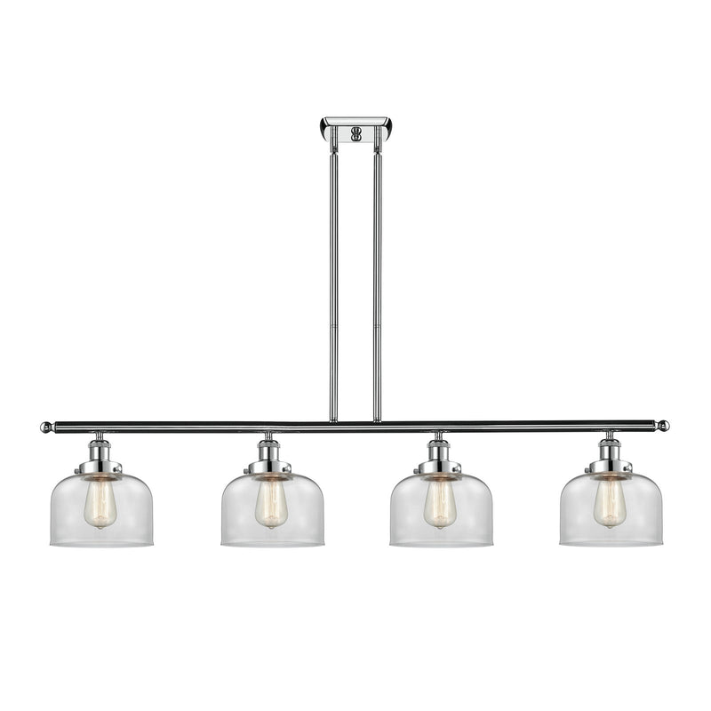Innovations Bell 48in 4-Light Island Light | Industrial Polished Chrome Steel and Clear Glass | Kitchen Island & Dining Room | Model 916-4I-PC-G72-LED