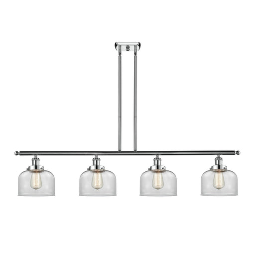 Innovations Bell 48in 4-Light Island Light | Industrial Polished Chrome Steel and Clear Glass | Kitchen Island & Dining Room | Model 916-4I-PC-G72-LED