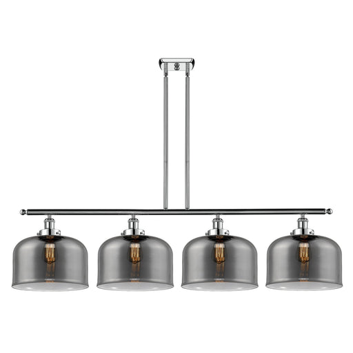 Innovations Bell 48in 4-Light Island Light | Industrial Polished Chrome and Light Smoke Glass | Kitchen Island & Dining Room | Model 916-4I-PC-G73-L