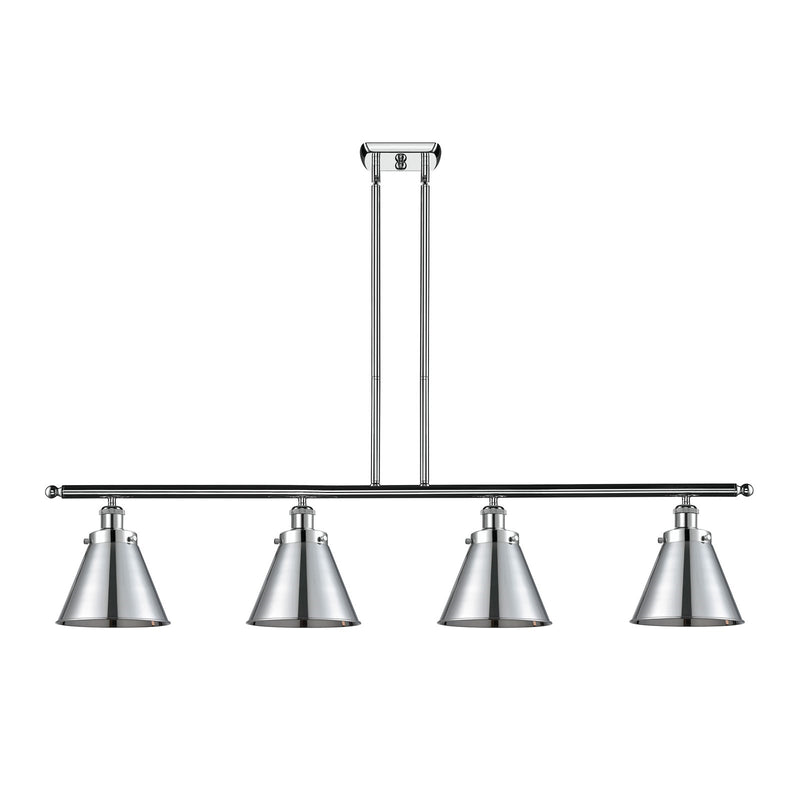 Innovations Appalachian 48in 4-Light Island Light | Industrial Polished Chrome Metal Cone Shades | Kitchen Island & Dining | Model 916-4I-PC-M13-PC-LED
