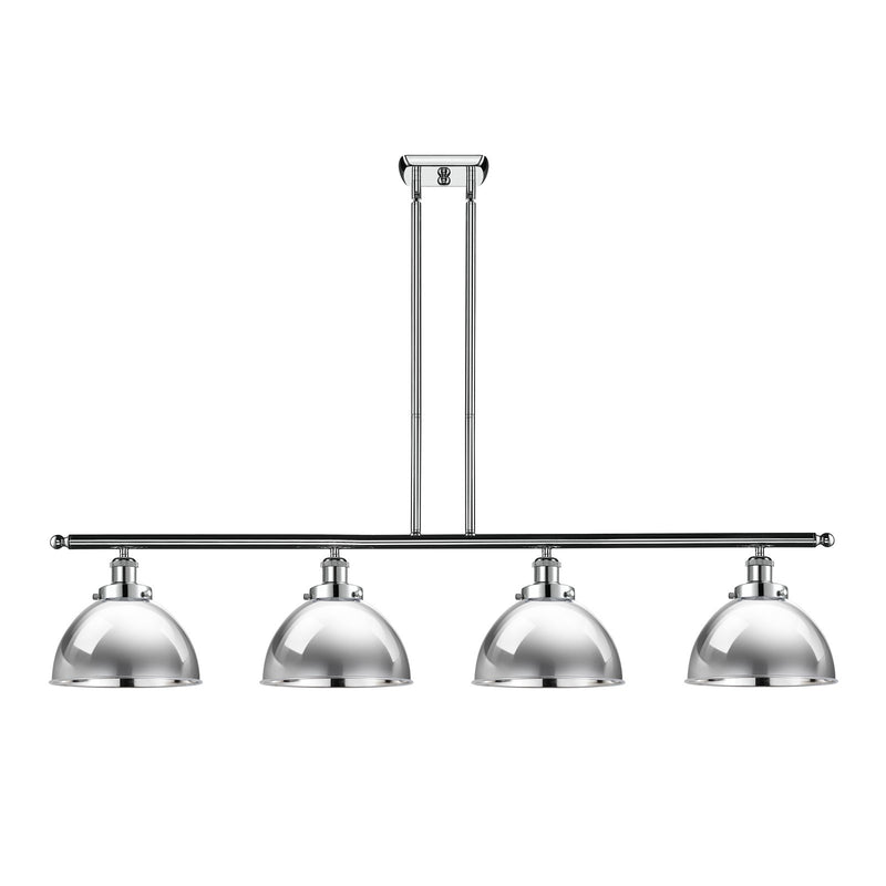 Innovations Derby 48in 4-Light Island Light | Industrial Farmhouse Polished Chrome Steel and Metal Shade | Kitchen Island | Model 916-4I-PC-MFD-10-PC-LED