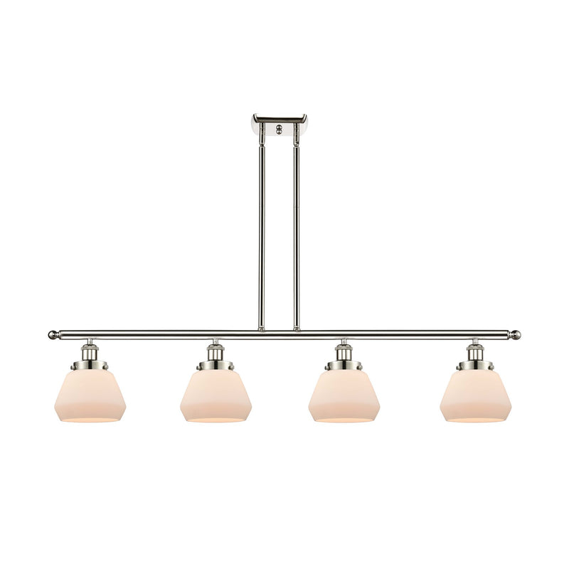 Innovations Fulton 48in 4-Light Island Light | Modern Transitional Polished Nickel Steel and Matte White Frosted Glass | Kitchen | Model 916-4I-PN-G171