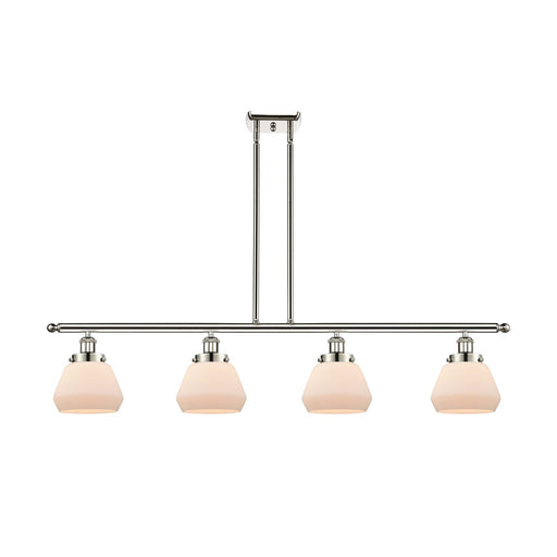 Innovations Fulton 48in 4-Light Island Light | Modern Transitional Polished Nickel Steel and Matte White Frosted Glass | Kitchen | Model 916-4I-PN-G171