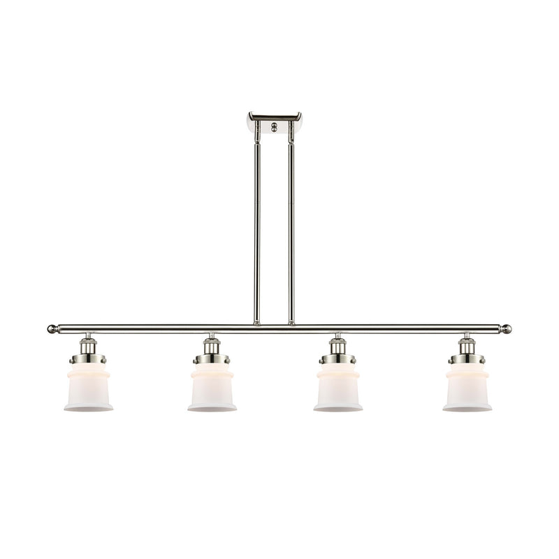 Innovations Canton 48in 4-Light Island Light | Modern Polished Nickel Steel and Matte White Frosted Glass | Kitchen Island & | Model 916-4I-PN-G181S
