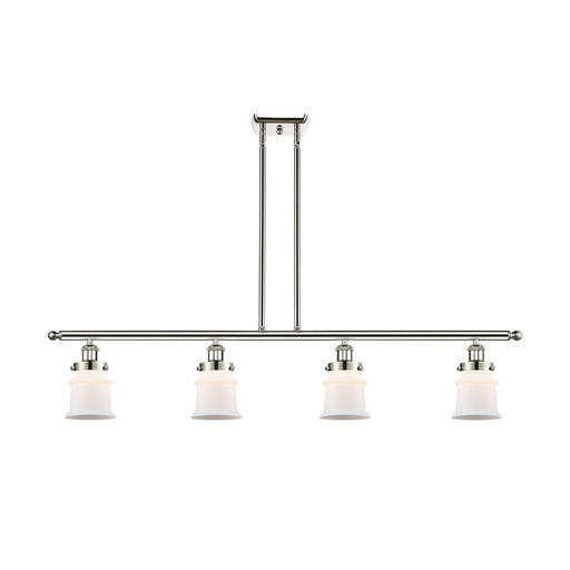 Innovations Canton 48in 4-Light Island Light | Modern Polished Nickel Steel and Matte White Frosted Glass | Kitchen Island & | Model 916-4I-PN-G181S