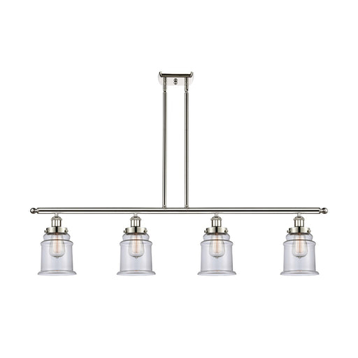 Innovations Canton 48in 4-Light Island Light | Modern Transitional Polished Nickel Steel and Clear Glass | Kitchen Island & Dining | Model 916-4I-PN-G182