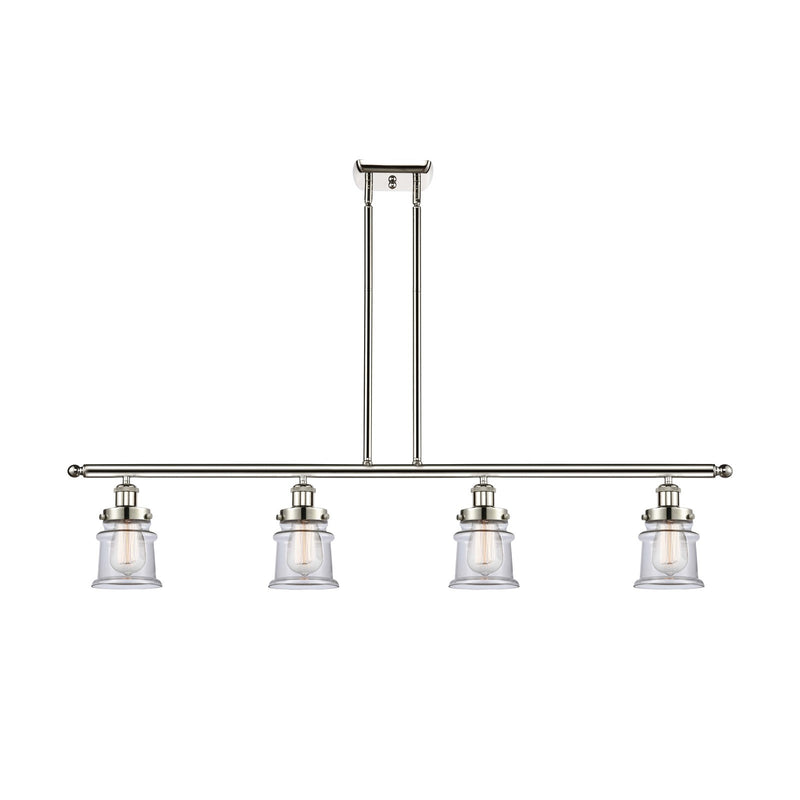 Innovations Canton 48in 4-Light Island Light | Modern Transitional Polished Nickel Steel and Clear Glass | Kitchen Island & Dining | Model 916-4I-PN-G182S