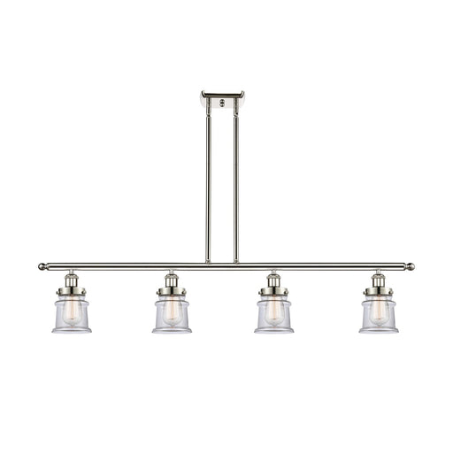 Innovations Canton 48in 4-Light Island Light | Modern Transitional Polished Nickel Steel and Clear Glass | Kitchen Island & Dining | Model 916-4I-PN-G182S