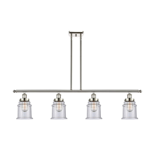 Innovations Canton 48in 4-Light Island Light | Modern Transitional Polished Nickel Steel and Seedy Glass | Kitchen Island & Dining | Model 916-4I-PN-G184