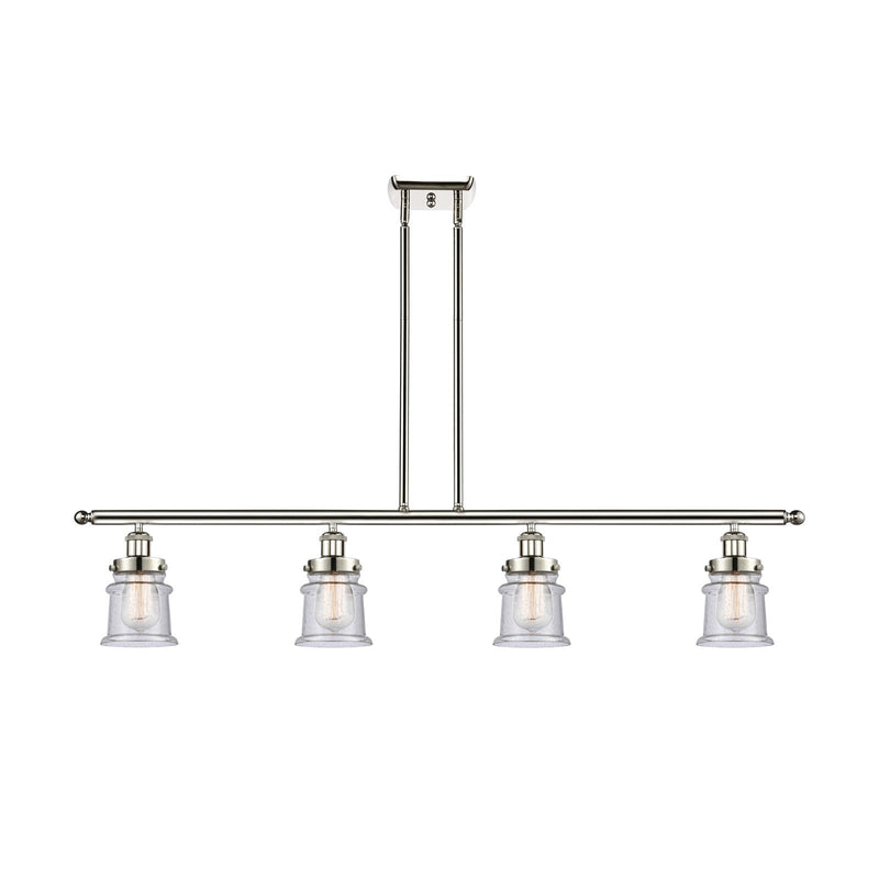 Innovations Canton 48in 4-Light Island Light | Modern Transitional Polished Nickel Steel and Seedy Glass | Kitchen Island & Dining | Model 916-4I-PN-G184S