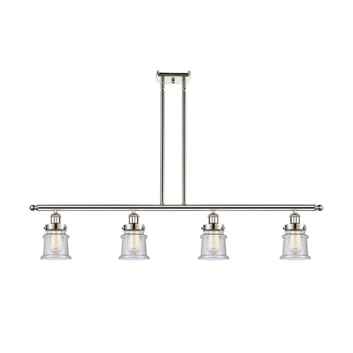 Innovations Canton 48in 4-Light Island Light | Modern Transitional Polished Nickel Steel and Seedy Glass | Kitchen Island & Dining | Model 916-4I-PN-G184S
