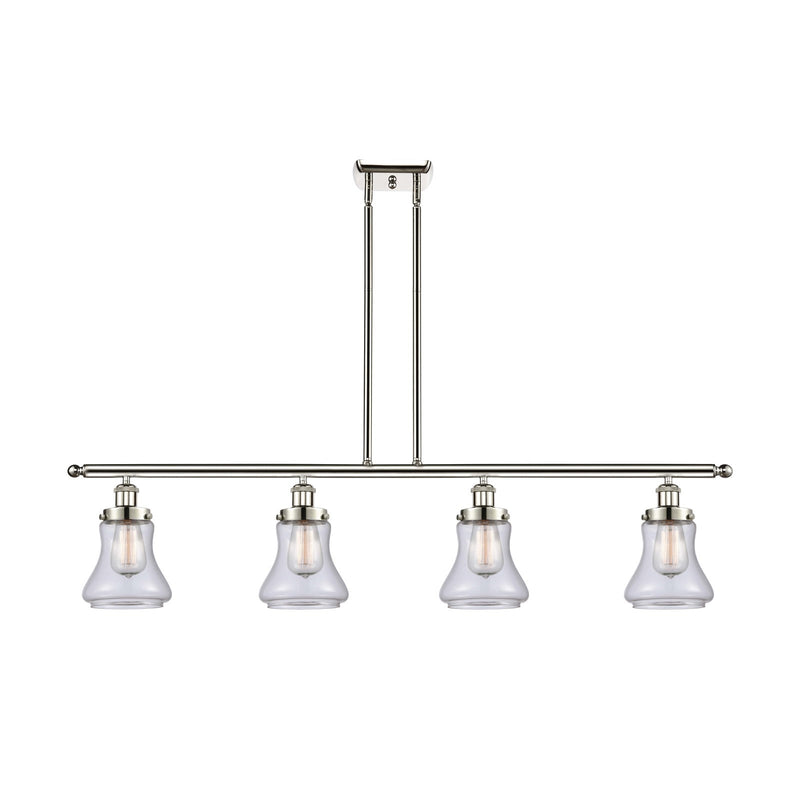 Innovations Bellmont 48in 4-Light Island Light | Transitional Polished Nickel and Clear Glass | Kitchen Island & Dining Room | Model 916-4I-PN-G192