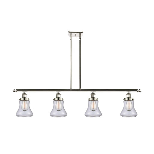 Innovations Bellmont 48in 4-Light Island Light | Transitional Polished Nickel and Clear Glass | Kitchen Island & Dining Room | Model 916-4I-PN-G192