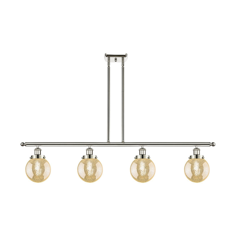 Innovations Beacon 48in 4-Light Island Light | Transitional Polished Nickel and Mercury Seeded Glass | Kitchen Island & Dining | Model 916-4I-PN-G208-6