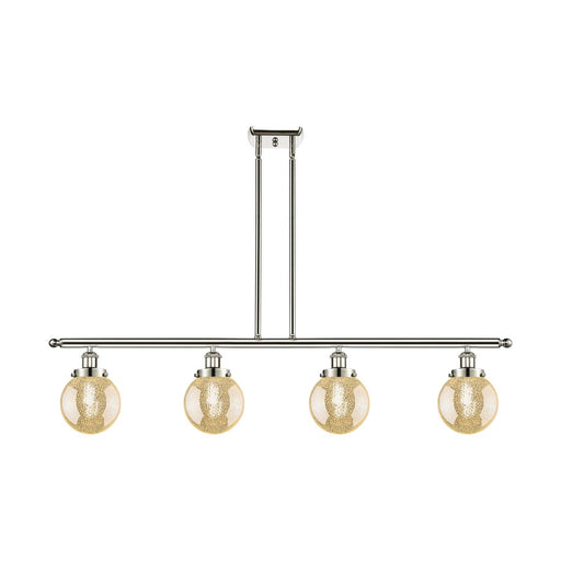 Innovations Beacon 48in 4-Light Island Light | Transitional Polished Nickel and Mercury Seeded Glass | Kitchen Island & Dining | Model 916-4I-PN-G208-6