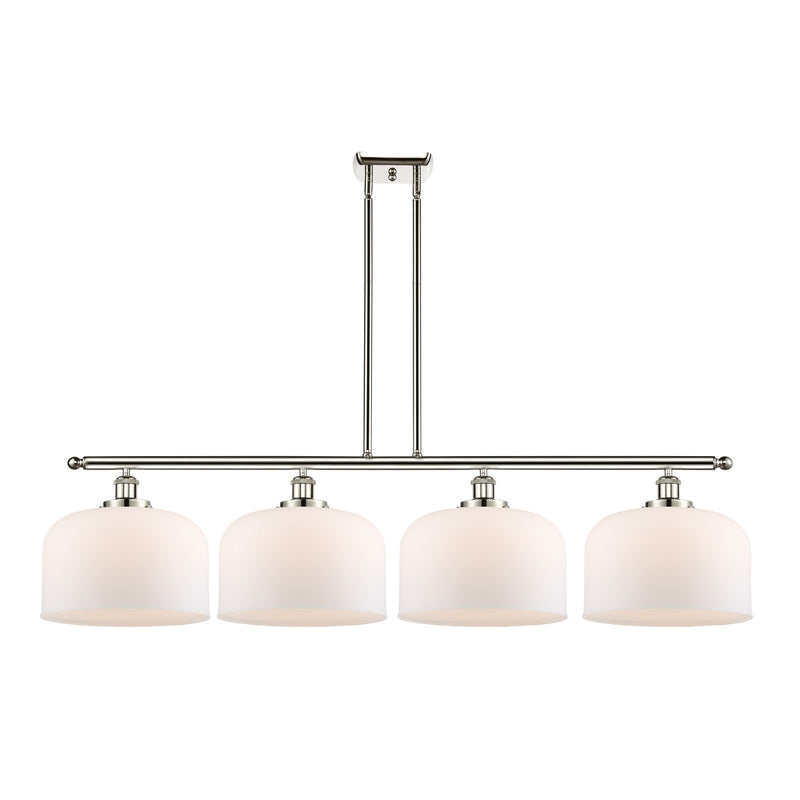 Innovations Bell 48in 4-Light Island Light with LED | Industrial Polished Nickel and Matte White Frosted Glass | Kitchen | Model 916-4I-PN-G71-L-LED