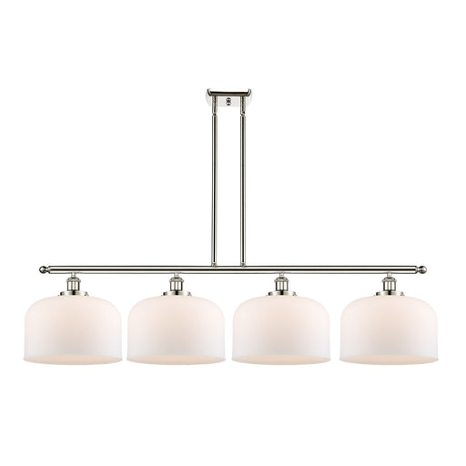 Innovations Bell 48in 4-Light Island Light with LED | Industrial Polished Nickel and Matte White Frosted Glass | Kitchen | Model 916-4I-PN-G71-L-LED