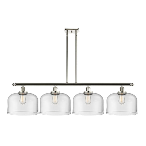 Innovations Bell 48in 4-Light Island Light | Industrial Polished Nickel and Clear Glass | Kitchen Island & Dining Room | 48 x 10 in | Model 916-4I-PN-G72-L