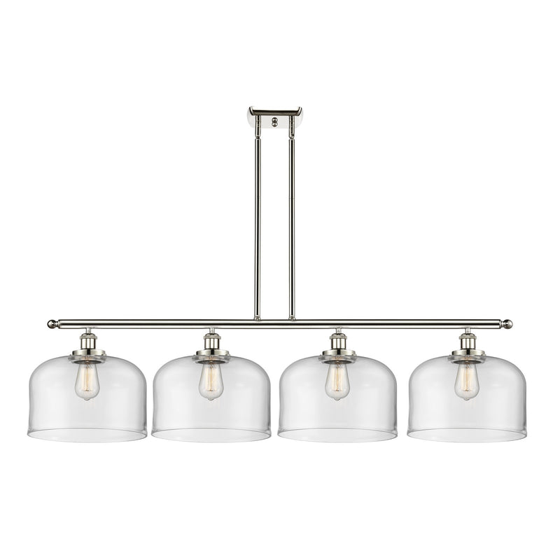 Innovations Bell 48in 4-Light Island Light with LED | Industrial Polished Nickel and Clear Glass | Kitchen Island & Dining | Model 916-4I-PN-G72-L-LED