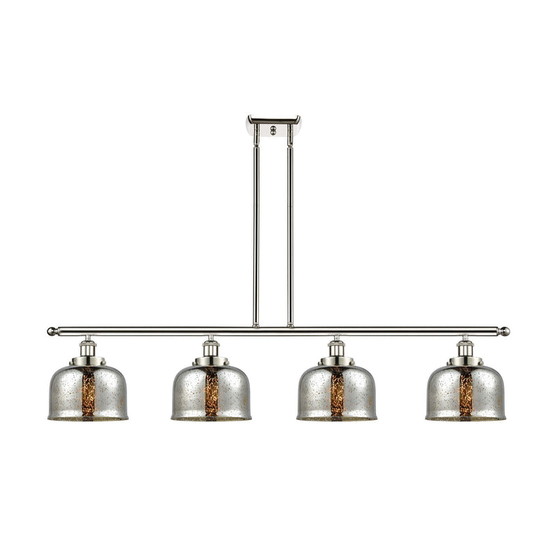 Innovations Bell 48in 4-Light Island Light | Industrial Polished Nickel and Silver Plated Mercury Glass | Kitchen Island & Dining | Model 916-4I-PN-G78