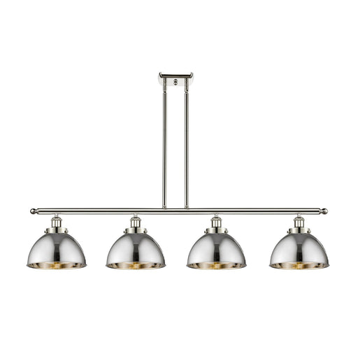Innovations Derby 48in 4-Light Island Light | Industrial Polished Nickel Steel and Metal Dome Shade | Kitchen Island & Dining | Model 916-4I-PN-MFD-10-PN
