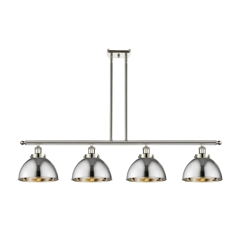 Innovations Derby 48in 4-Light Island Light | Industrial Polished Nickel Steel and Metal Dome Shade | Kitchen Island & | Model 916-4I-PN-MFD-10-PN-LED