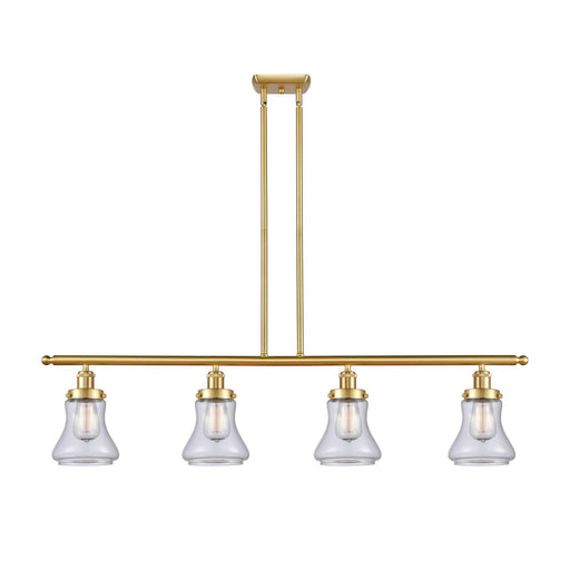 Innovations Bellmont 48in 4-Light Island Light | Modern Transitional Satin Gold Steel and Clear Glass | Kitchen Island & Dining | Model 916-4I-SG-G192