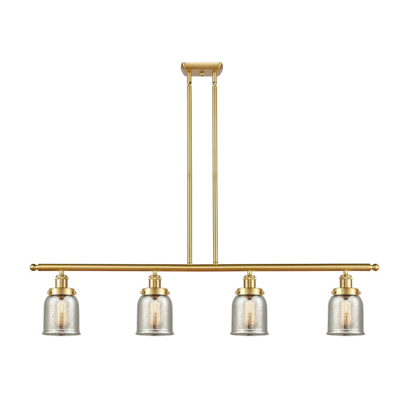 Innovations Bell 48in 4-Light Island Light | Industrial Satin Gold Steel and Silver Plated Mercury Glass | Kitchen Island & Dining | Model 916-4I-SG-G58