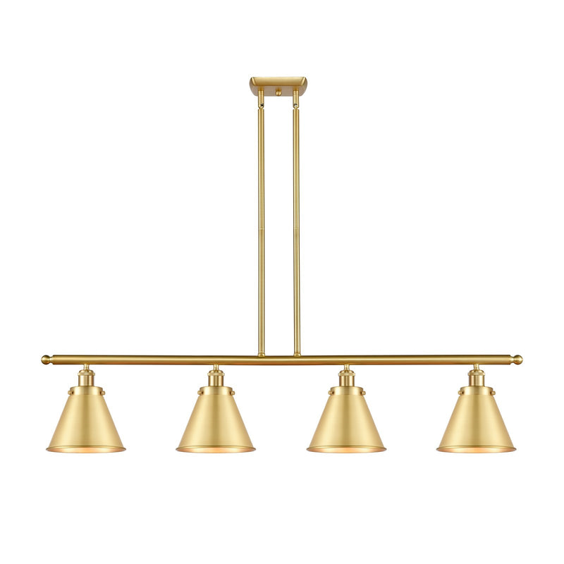 Innovations Appalachian 48in 4-Light Island Light | Industrial Farmhouse Satin Gold Steel and Metal Shade | Kitchen Island & | Model 916-4I-SG-M13-SG