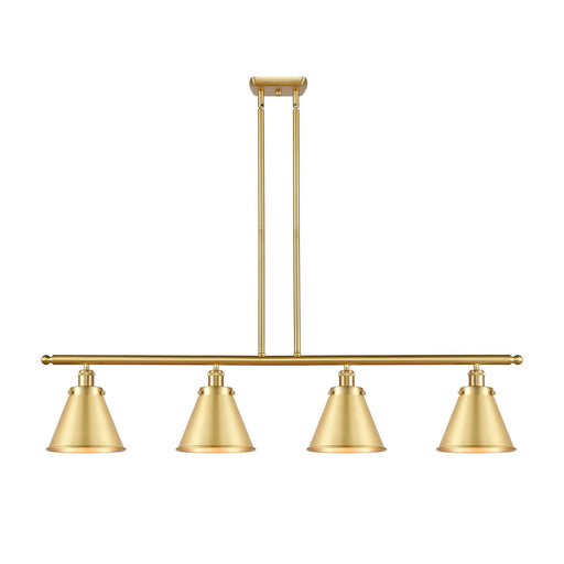 Innovations Appalachian 48in 4-Light Island Light | Industrial Farmhouse Satin Gold Steel and Metal Shade | Kitchen Island & | Model 916-4I-SG-M13-SG