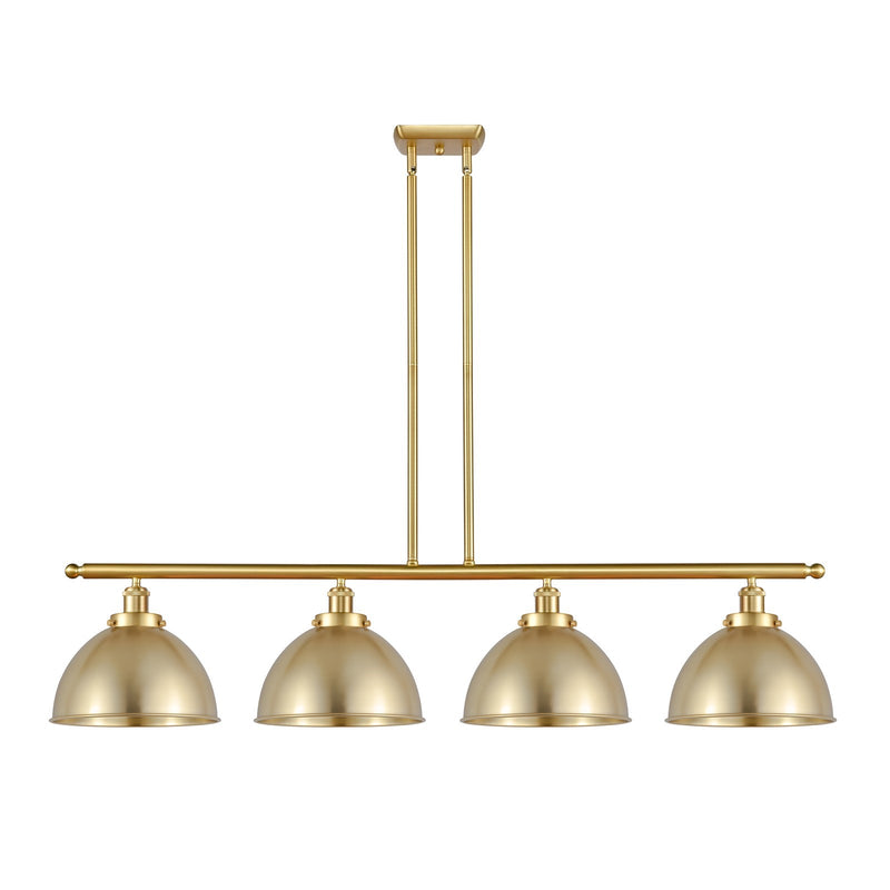 Innovations Derby 48in 4-Light Island Light | Industrial Farmhouse Satin Gold Steel and Cast Brass with Satin Gold Metal | Model 916-4I-SG-MFD-10-SG-LED