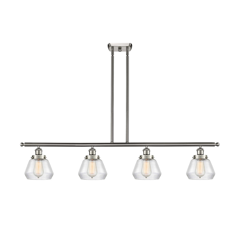 Innovations Fulton 48in 4-Light Island Light | Modern Transitional Brushed Satin Nickel and Clear Glass | Kitchen Island & Dining | Model 916-4I-SN-G172