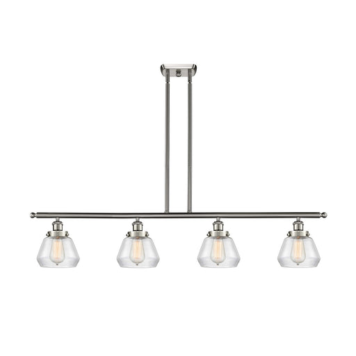 Innovations Fulton 48in 4-Light Island Light | Modern Transitional Brushed Satin Nickel and Clear Glass | Kitchen Island & Dining | Model 916-4I-SN-G172