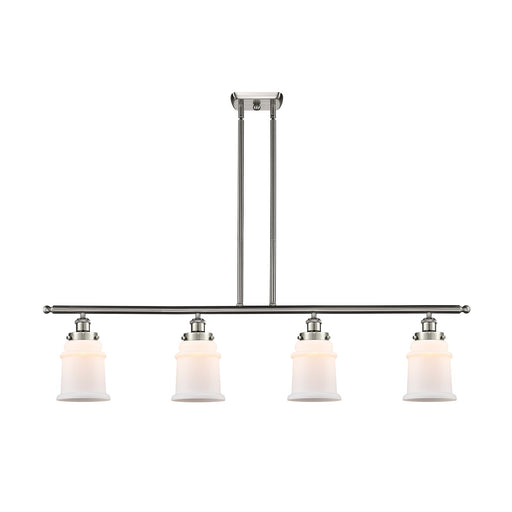 Innovations Canton 48in 4-Light Island Light | Modern Transitional Brushed Satin Nickel and Matte White Frosted Glass | Kitchen | Model 916-4I-SN-G181