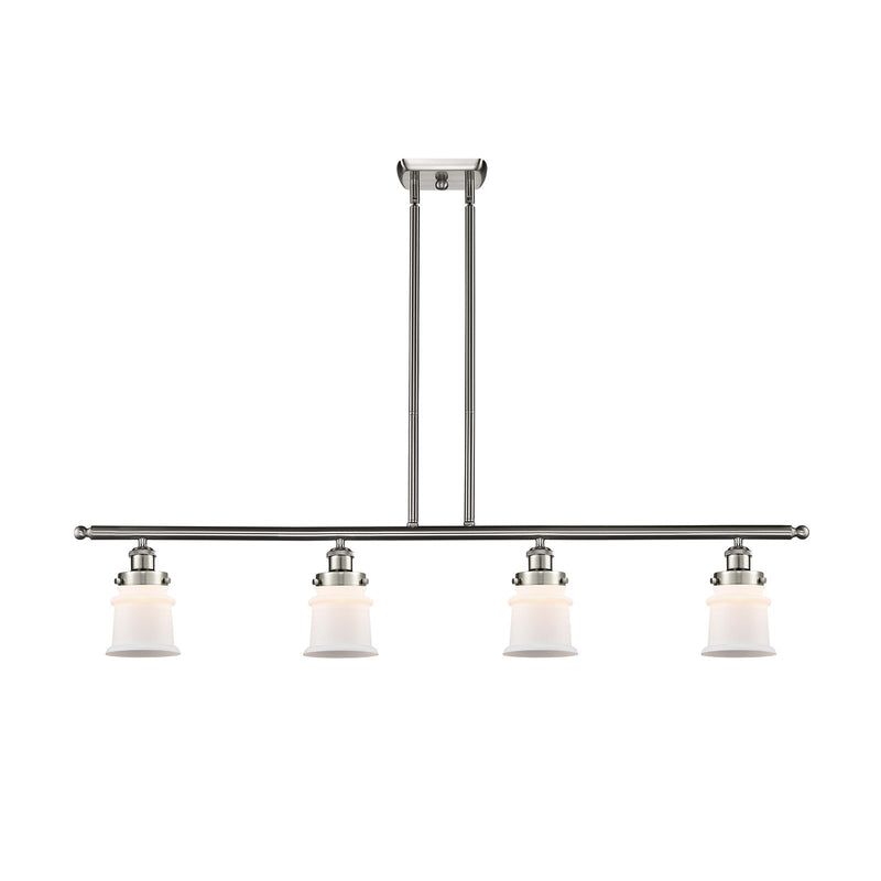 Innovations Canton 48in 4-Light Island Light | Modern Contemporary Brushed Satin Nickel and Matte White Frosted Glass | Kitchen | Model 916-4I-SN-G181S