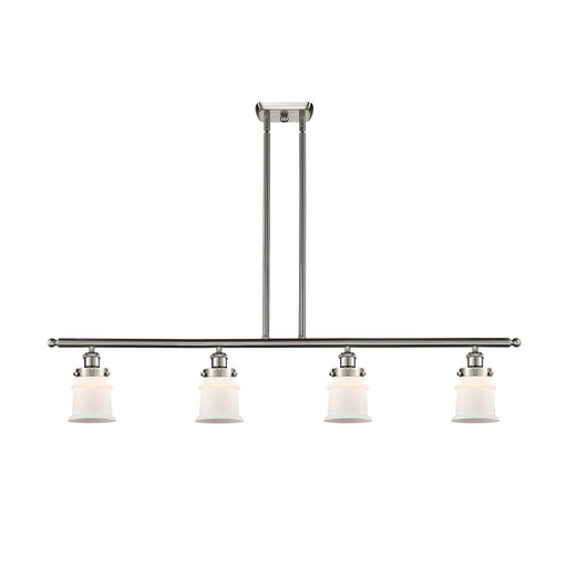 Innovations Canton 48in 4-Light Island Light | Modern Contemporary Brushed Satin Nickel and Matte White Frosted Glass | Kitchen | Model 916-4I-SN-G181S