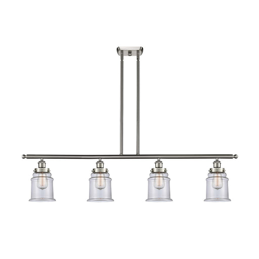 Innovations Canton 48in 4-Light Island Light | Modern Contemporary Brushed Satin Nickel and Clear Transparent Glass | Kitchen | Model 916-4I-SN-G182