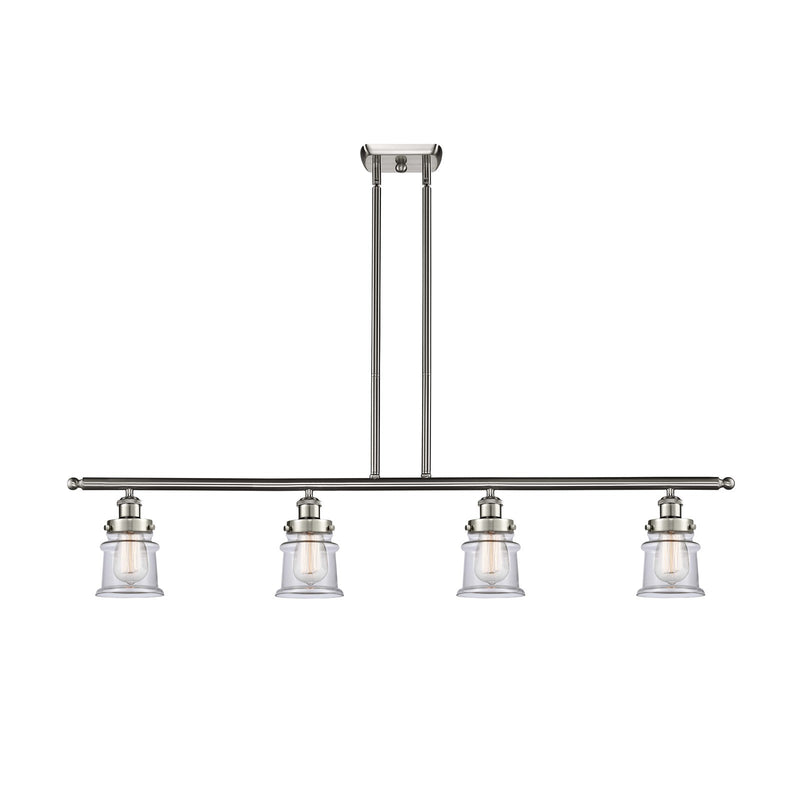 Innovations Canton 48in 4-Light Island Light | Modern Contemporary Brushed Satin Nickel and Clear Transparent Glass | Kitchen | Model 916-4I-SN-G182S
