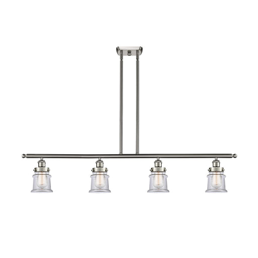 Innovations Canton 48in 4-Light Island Light | Modern Contemporary Brushed Satin Nickel and Clear Transparent Glass | Kitchen | Model 916-4I-SN-G182S