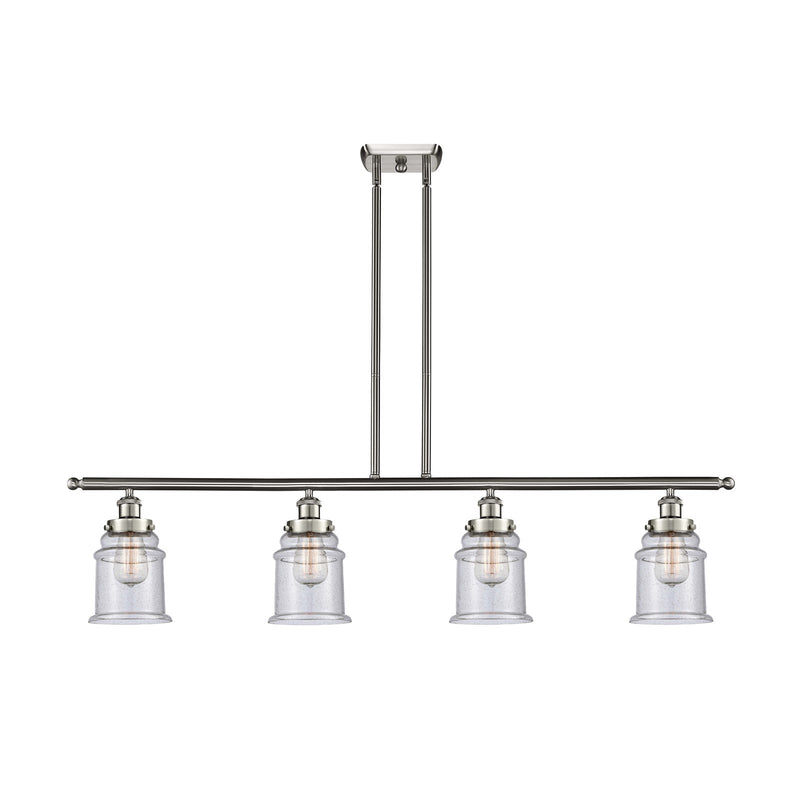 Innovations Canton 48in 4-Light Island Light | Modern Contemporary Brushed Satin Nickel and Seedy Glass | Kitchen Island & Dining | Model 916-4I-SN-G184