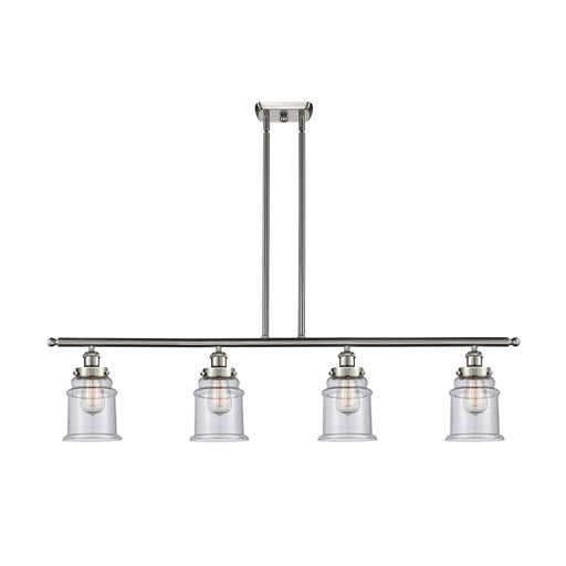 Innovations Canton 48in 4-Light Island Light | Modern Contemporary Brushed Satin Nickel and Seedy Glass | Kitchen Island & Dining | Model 916-4I-SN-G184