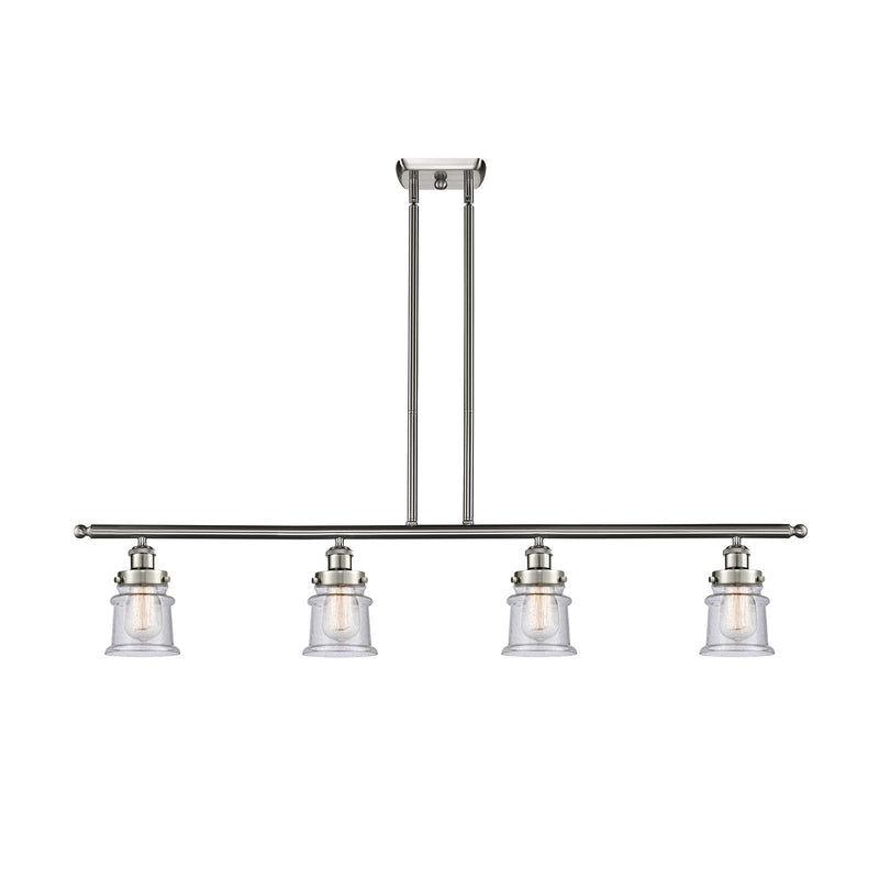 Innovations Canton 48in 4-Light Island Light | Brushed Satin Nickel Steel and Seedy Glass | Kitchen Island & Dining Room | Model 916-4I-SN-G184S