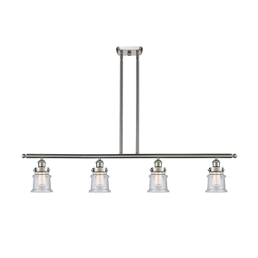 Innovations Canton 48in 4-Light Island Light | Brushed Satin Nickel Steel and Seedy Glass | Kitchen Island & Dining Room | Model 916-4I-SN-G184S